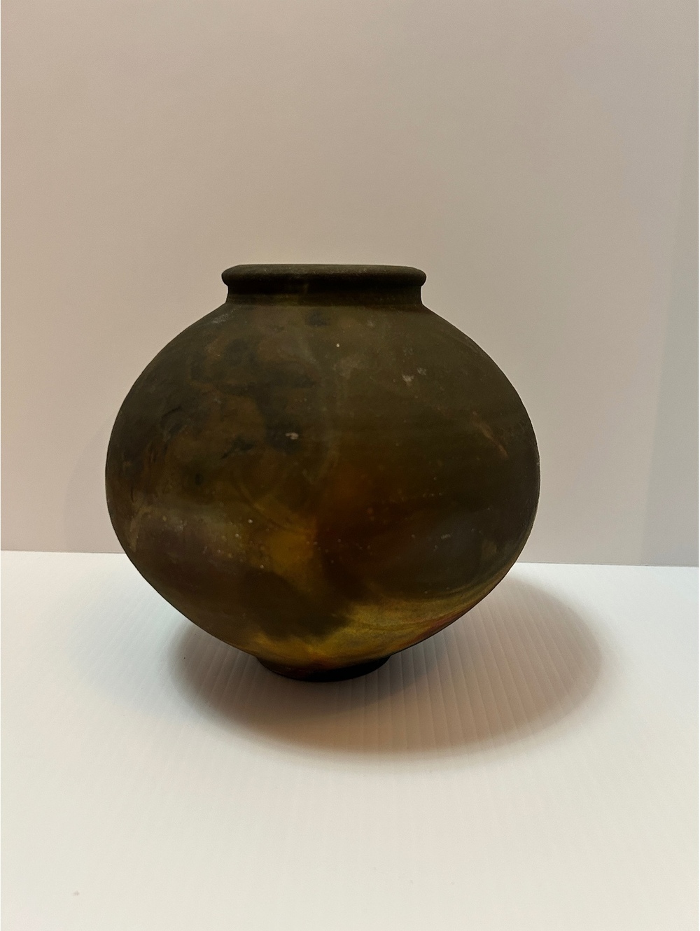 Raku Pottery Vase-Iridescent Swirl
